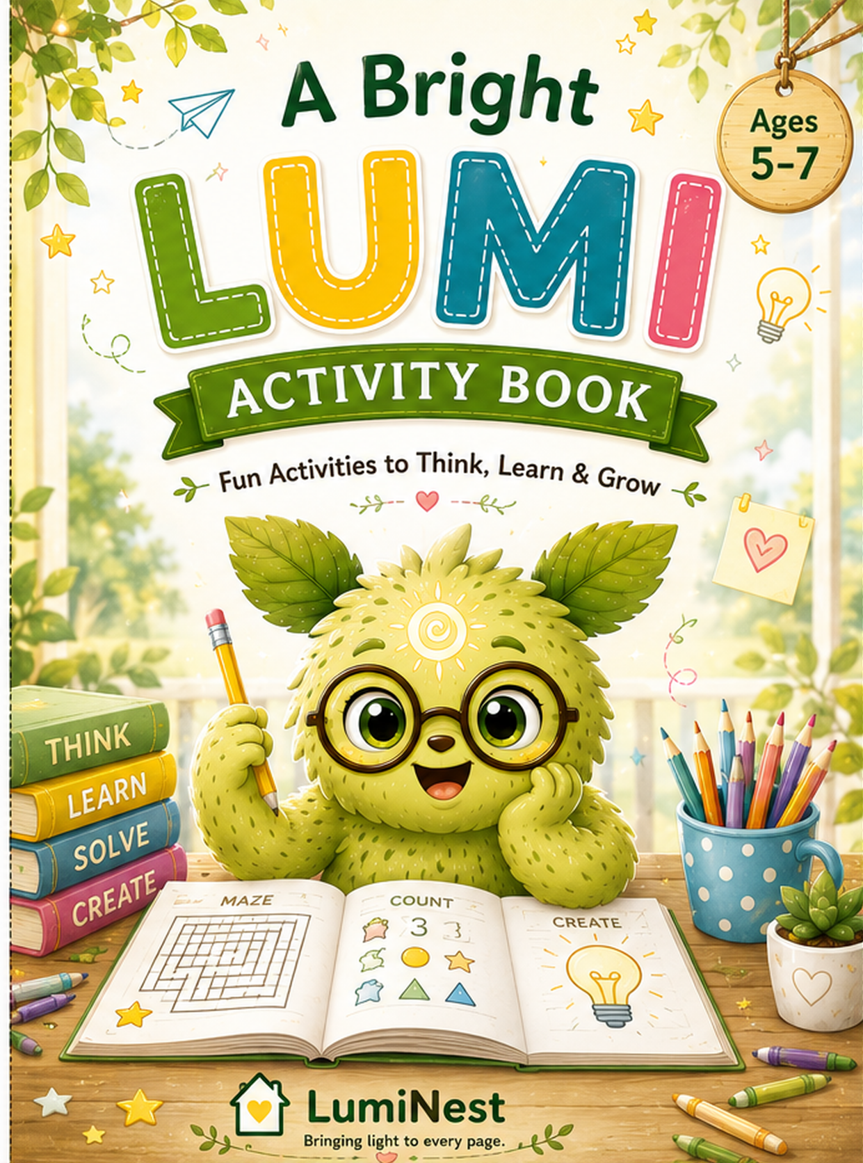 Illustrated LumiNest activity book cover