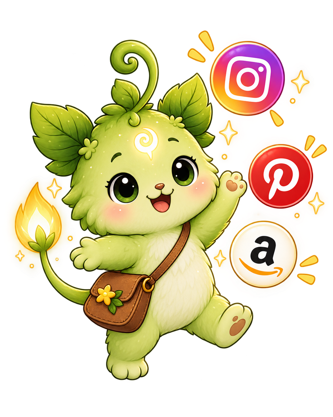 Lumi with Instagram, Pinterest, and Amazon icons