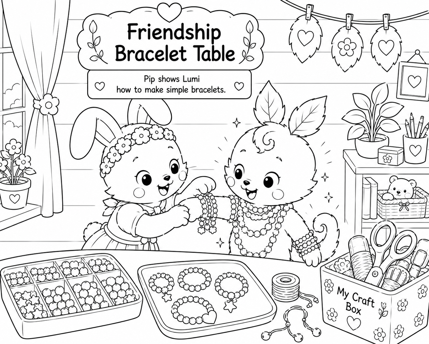 Friendship bracelet table